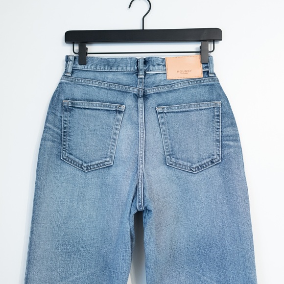 NEW Moussy Vintage Evelyn Straight High Wide Crop Frayed Jeans Blue Size 26 NWT - Picture 9 of 16